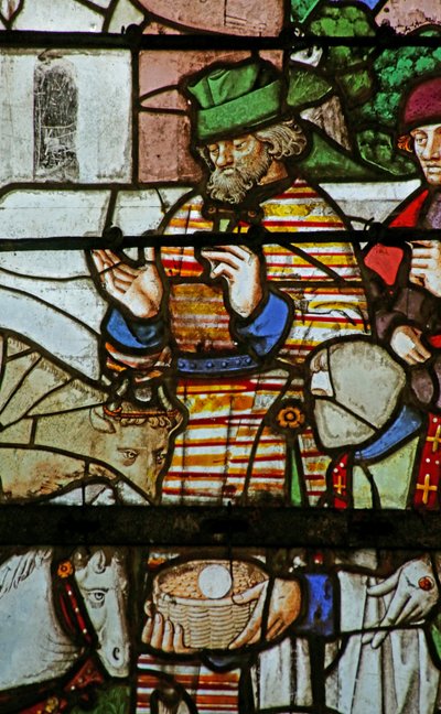 Window depicting Animals kneeling before the Sacrament by French School